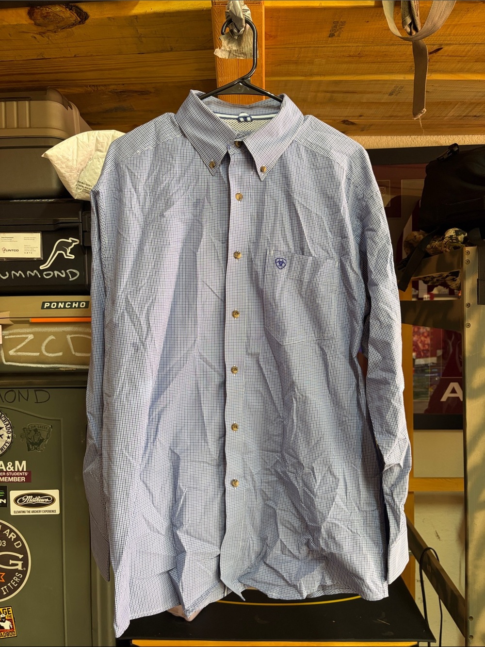 Ariat Light Blue Micro-Check Button-Down Shirt